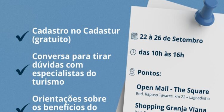 “ MUTIRÃO CADASTUR COTIA – 22 À 26 DE SETEMBRO ”